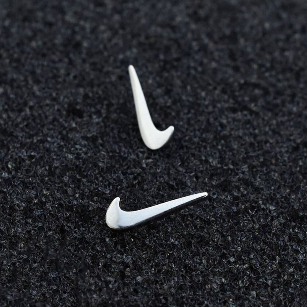 Nike Earrings - Swoosh Earrings - Silver Earrings - Stud Earrings - Tarnish Free